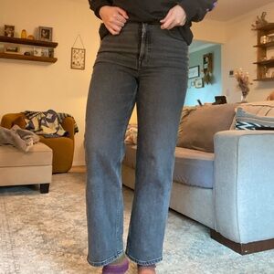 Everlane Way High Jeans in washed black. 29L